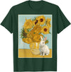 Sunflower Vase White Rabbit Fine Art Cute Bunny Lover T-Shirt in Dark Green