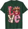 Highland Cow Valentine Tees Love Western Highland Cows Valentine Cowgirl Hat T-Shirt - Dark Green