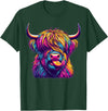 Funny Highland Cow Lover Colorful Highland Cow T-Shirt - Dark Green