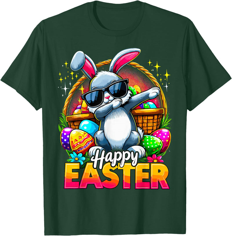 Dabbing Bunny Easter Day Rabbit Happy Easter T-Shirt in Dark Green