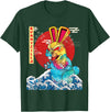 BunnyZilla Vintage Funny Cute Rabbit Art Japanese Sunset T-Shirt in Dark Green