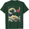 Hamster Kanagawa Wave Funny Surf Animal T-Shirt - Dark Green