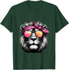 Fashionable Animals Wearing Pink Bandanas Lion Wearing a Pink Bandana Headband and Sunglasses T-Shirt - Dark Green