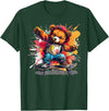 Cool Teddy with skateboard Colourful Splash with Skateboard Teddy Bear Outfit T-Shirt - Dark Green