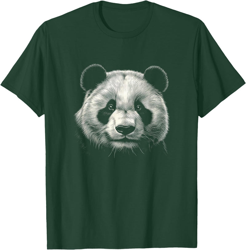 Panda Lover Theme Designs Panda Bear Face Graphic Art Design T-Shirt - Dark Green