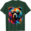 Funny Colorful Bear Lover Wildlife Colourful Bear with Sunglasses T-Shirt - Dark Green