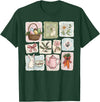 Floral Coquette Spring Easter Bunny Vintage Happy Easter T-Shirt in Dark Green