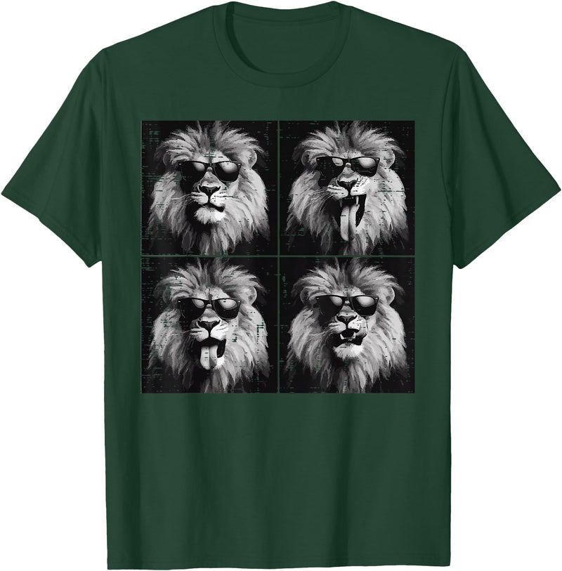 Lion Shirts For Men Women Kids Gifts Lion Selfie Funny Meme Women Kids Boys Girls Youth Teen Men T-Shirt - Dark Green