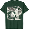 Guinea pig UFO BY TEERA Guinea pig UFO Funny Meme Selfie T-Shirt - Dark Green