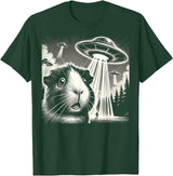 Guinea pig UFO BY TEERA Guinea pig UFO Funny Meme Selfie T-Shirt - Dark Green