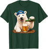 Funny Polar Bear Beer Happy Apparel Polar Bear Drinking Beer Funny Animal Meme Lovers Men Women T-Shirt - Dark Green