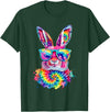 Bunny Face with Tie Dye Glasses Happy Easter Day Men Boy Kid T-Shirt in Dark Green