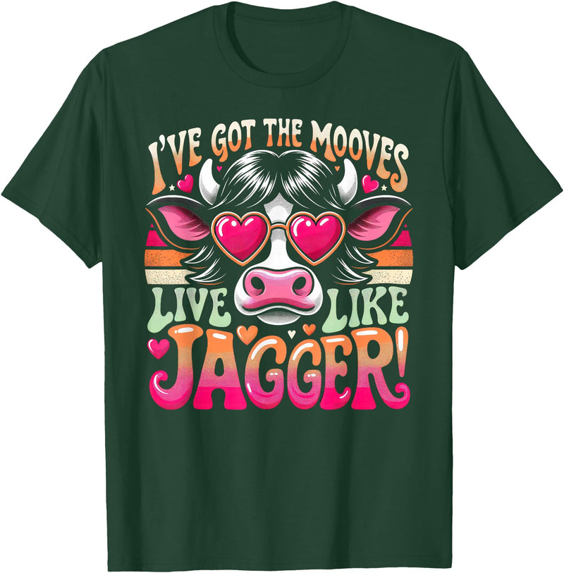 Cow's Jagger Moves: Funny Dance & Joy Cow Humor I've Got the Moves Funny Cow Like Jagger T-Shirt - Dark Green