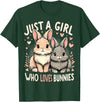 Just a Girl Who Loves Bunnies Rabbit T-Shirt in Dark Green