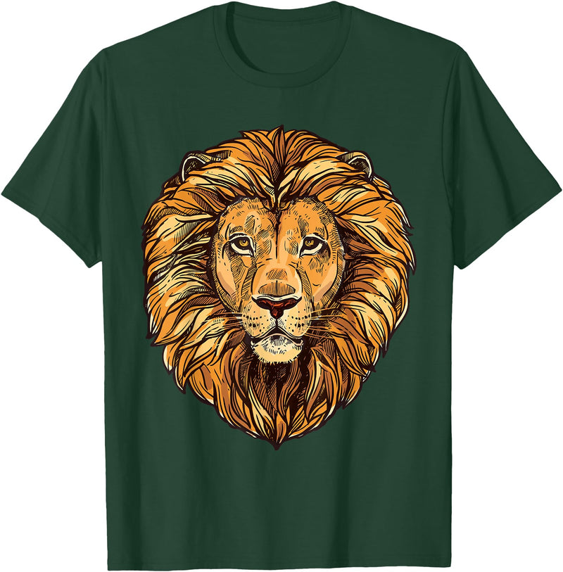 ROSS BOSS Majestic Lion Mane Detail Art T-Shirt - Dark Green