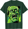 FrightNightFits Classic Horror Green Evil Crazy Scientist Freak Halloween T-Shirt - Dark Green