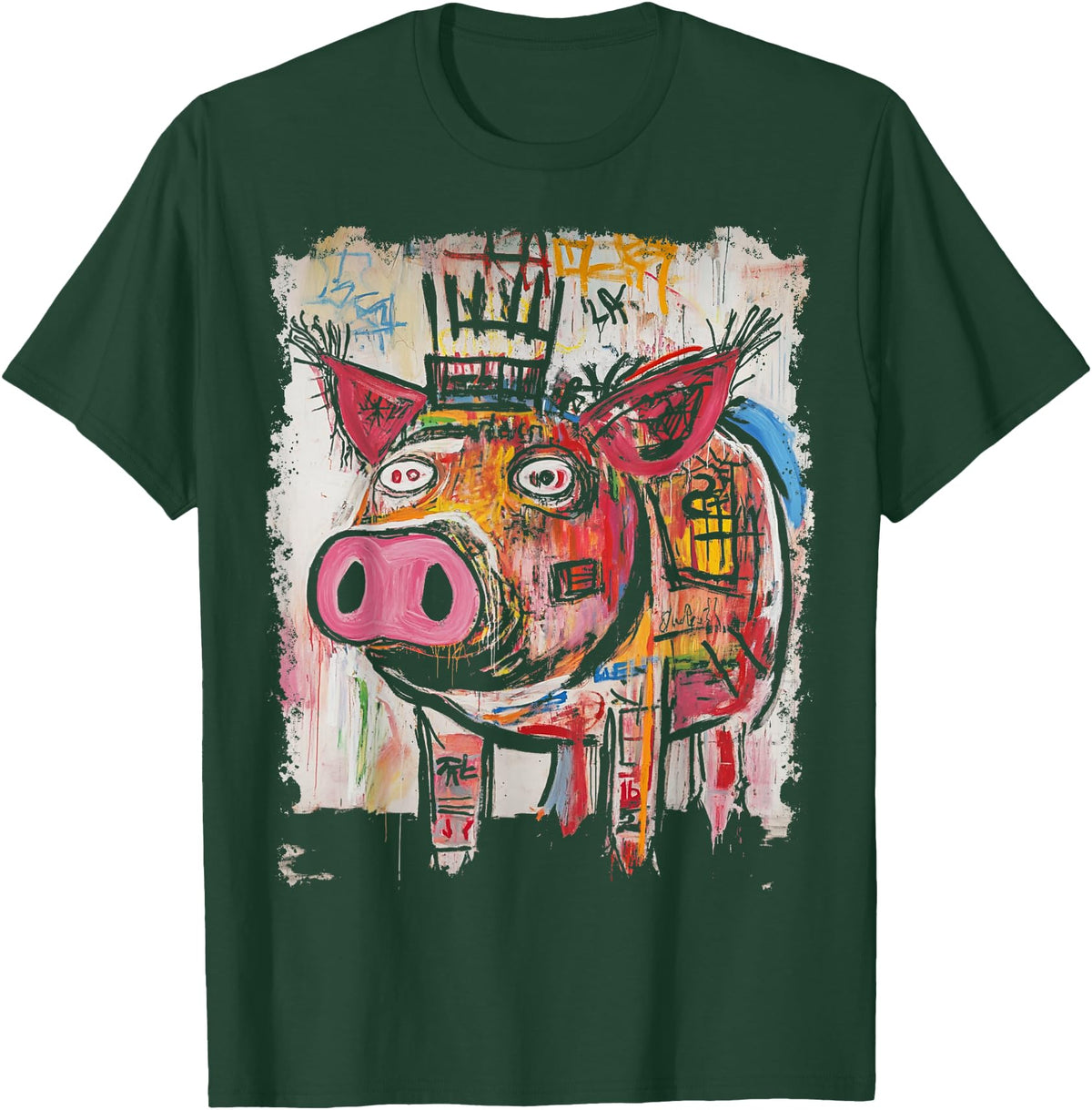 BADMENS&SIRENS Pig 90s Graffiti T-Shirt - Dark Green