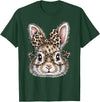 Bunny Face Glasses Bandana Leopard Rabbit Happy Easter T-Shirt in Dark Green