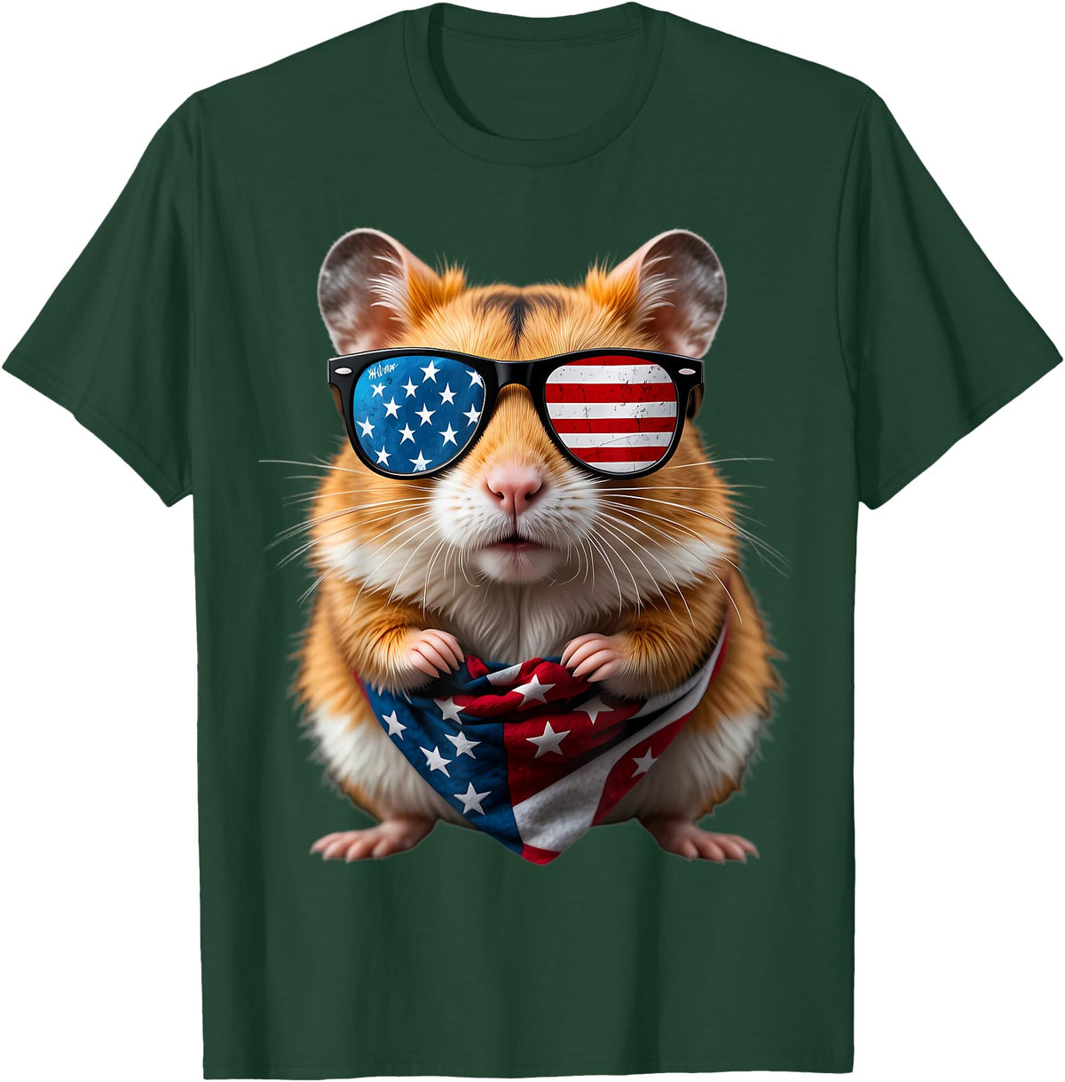 Hamster 4th Of July American Independence Day USA Patriotic T-Shirt - Dark Green