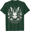 Rabbit Bunny Flowers Witchy Occult Gothic Vintage Easter T-Shirt in Dark Green