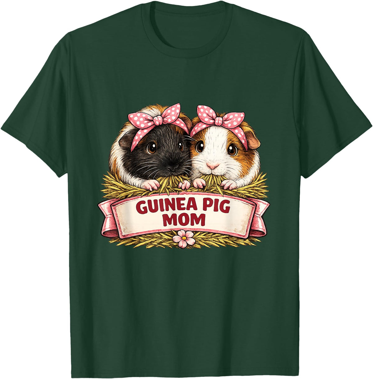 Cute Guinea Pig Mom Cavy Lover Apparel Co Guinea Pig Mom T-Shirt - Dark Green