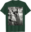 Funny Llama Stuff Accessories & Gifts Cool Llama Selfie At The Beach, Cute Llamas Alpaca T-Shirt - Dark Green