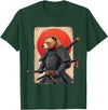 Japanese Samurai Bear Woodblock Art Samurai Brown Bear Ukiyo-e Ink Warrior Art Japanese Bear Art T-Shirt - Dark Green
