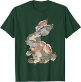 Funny Bunny Crochet Patchwork Camo Rabbit Happy Easter Day T-Shirt in Dark Green