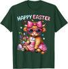 Farm Animal Highland Cow easter Gifts Happy Easter Day Highland Cow Cute Holiday Bunny Women Kids T-Shirt - Dark Green