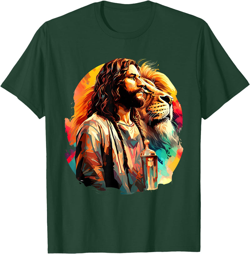 Tribe Of Judah Lion Shirt Lion Of Judah Jesus Christian Faith Men Women Gifts T-Shirt - Dark Green