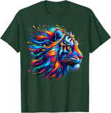 Funny Lion lover Gifts Colorful Lion T-Shirt - Dark Green