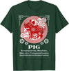 Chinese Zodiac Pig T-Shirt - Red, Small, Short Sleeve, Mandarin Collar, Unisex-Adult - Dark Green