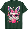 Easter Day Bunny Tie Dye Rabbit Face Glasses Girl Easter T-Shirt in Dark Green