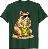 Pickle Munching Guinea Pig Designs Funny Guinea Pig Pickle Lover T-Shirt - Dark Green