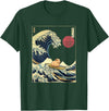 AxisNagawa Guinea Pig Kanagawa Wave Funny Surf Animal T-Shirt - Dark Green