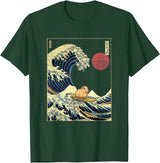 AxisNagawa Guinea Pig Kanagawa Wave Funny Surf Animal T-Shirt - Dark Green