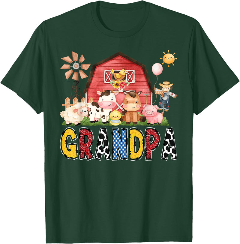 Funny Farm Cow Birthday Boy Matching Grandpa Farm Cow Birthday Boy Matching Family Party T-Shirt - Dark Green