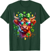 Funny St Paddy Highland Cow St Patricks Day Outfit Cute Highland Cow With Sunglasses St Patricks Day Funny T-Shirt - Dark