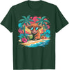 Summer Vibes Highland Cow Funny Beach Vacation Tee Tropical Highland Cow Summer Vibes Funny Beach T-Shirt - Dark Green