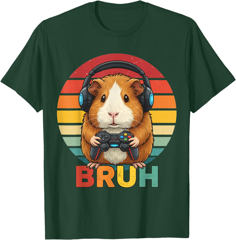 Gaming Guinea Pig Bruh Retro Gamer Guinea Pig Boys Guinea Pig Video Games Guinea Pig Bruh Retro Guinea Pig Boys T-Shirt - Dark Green