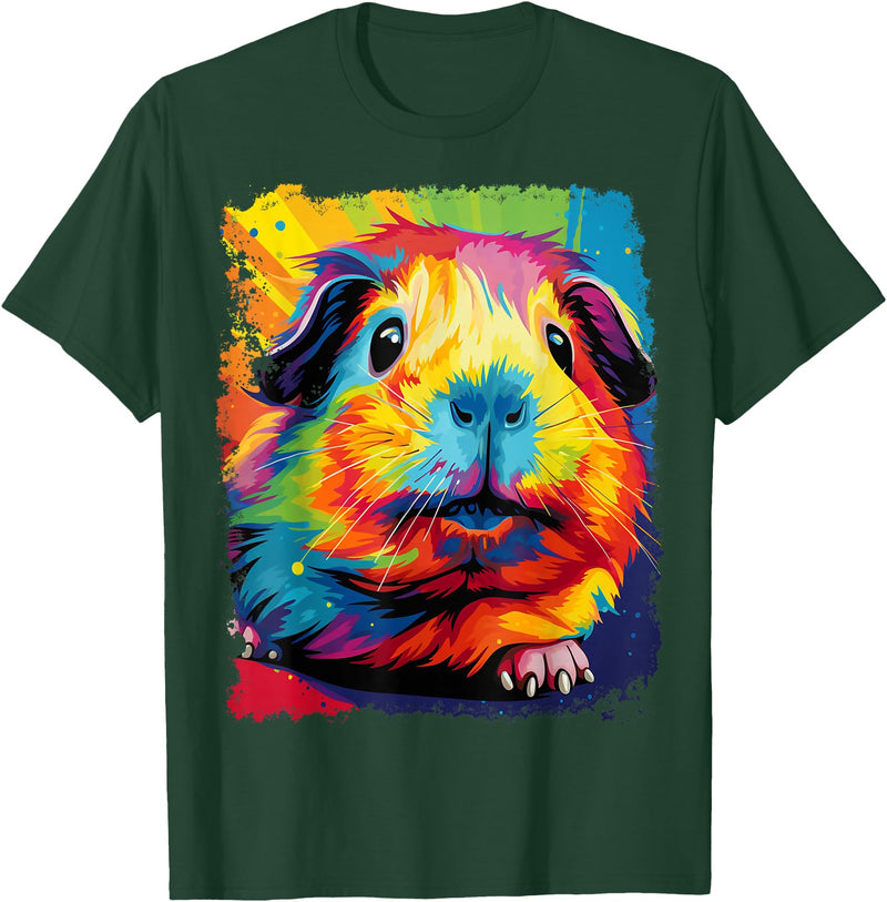 PopArt Pet Animal Prints A Guinea Pig T-Shirt - Dark Green