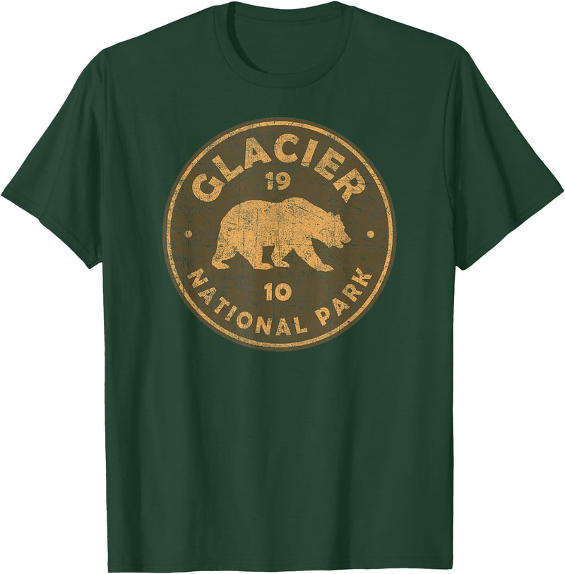 Vintage Glacier National Park Souvenir Shirts Retro Glacier National Park Montana Women Men Kids Hiking T-Shirt - Dark Green