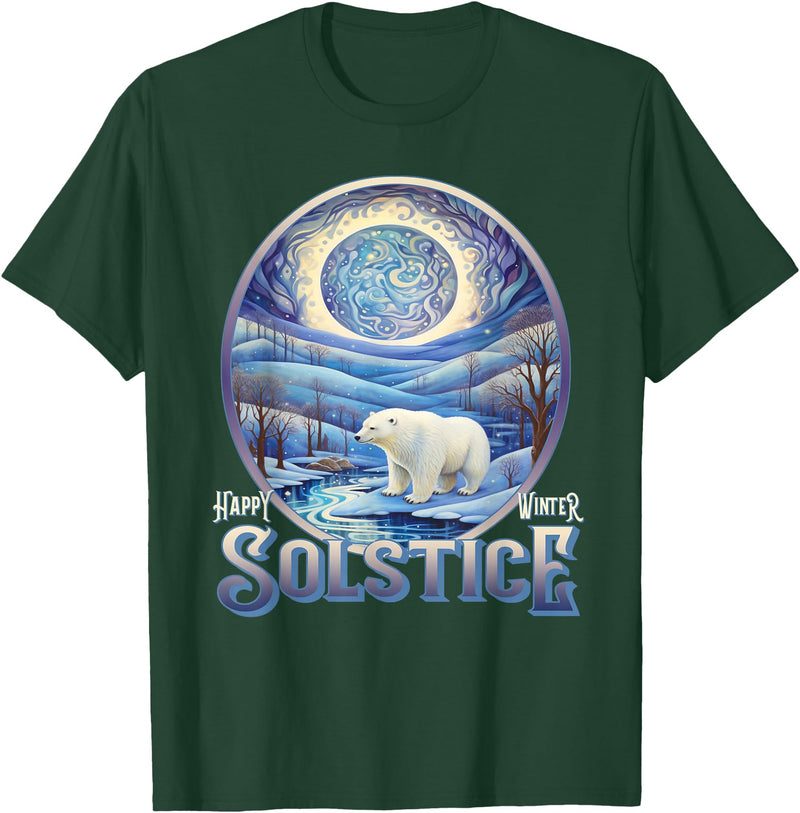 Winter Solstice Gifts by PLOLDS Happy Winter Solstice Yule Polar Bear T-Shirt - Dark Green