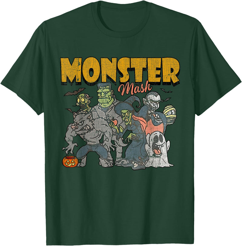 Monster Mash Vintage Ghost Halloween Funny T-Shirt - Dark Green