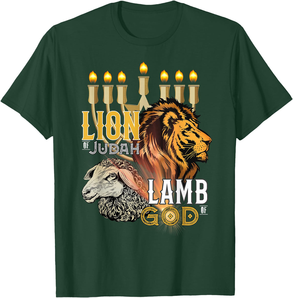Claudia Williams Apparel Lion of Judah Lamb of God T-Shirt - Dark Green