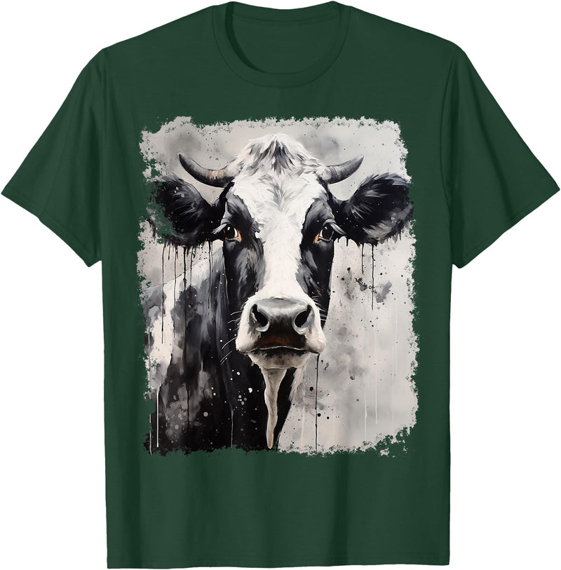 Noah&Friends A Black White Cow T-Shirt - Dark Green