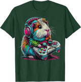 Funny Graphic Guinea Pig Gamers Guinea Pig Video Games Lover Guinea Pig T-Shirt - Dark Green