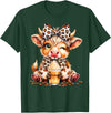 Cute Highland Cow Coffee Addict Leopard Bow Highland Cow Coffee Addict Funny Drink Coffee T-Shirt - Dark Green