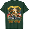 Patriotic 250 Years of Freedom 1776-2026 250 Years America Cow Patriotic USA 4th of July T-Shirt - Dark Green