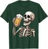 Halloween Skull Skeleton Drinking Beer Funny Kids Skeleton Drinking Beer Halloween Spooky Season Mens Womens T-Shirt - Dark